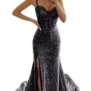 Elegant Black Sequin Gown